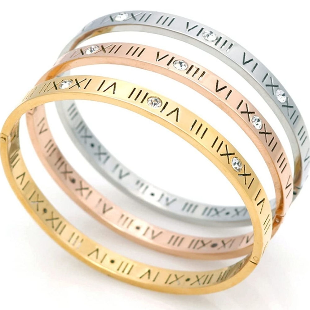Set of 3 💎CZ Roman Numeral Bangle